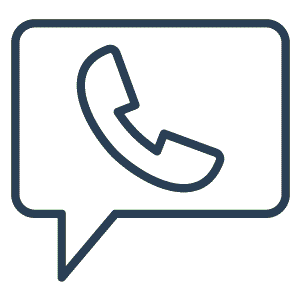 Telefonhörer in einer Sprechblase – zeigt, dass wir jederzeit für Fragen erreichbar sind.